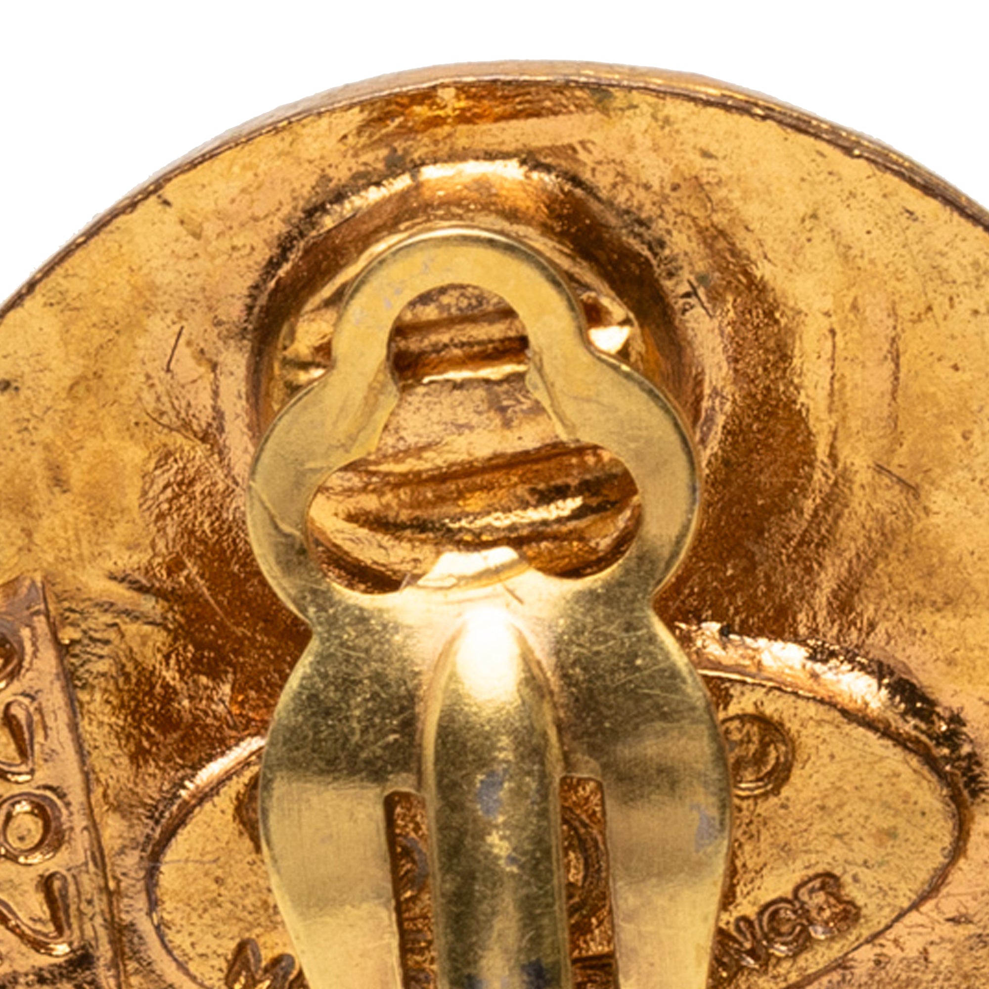 Gold Plated CC Round Clip On Earrings - Image 6