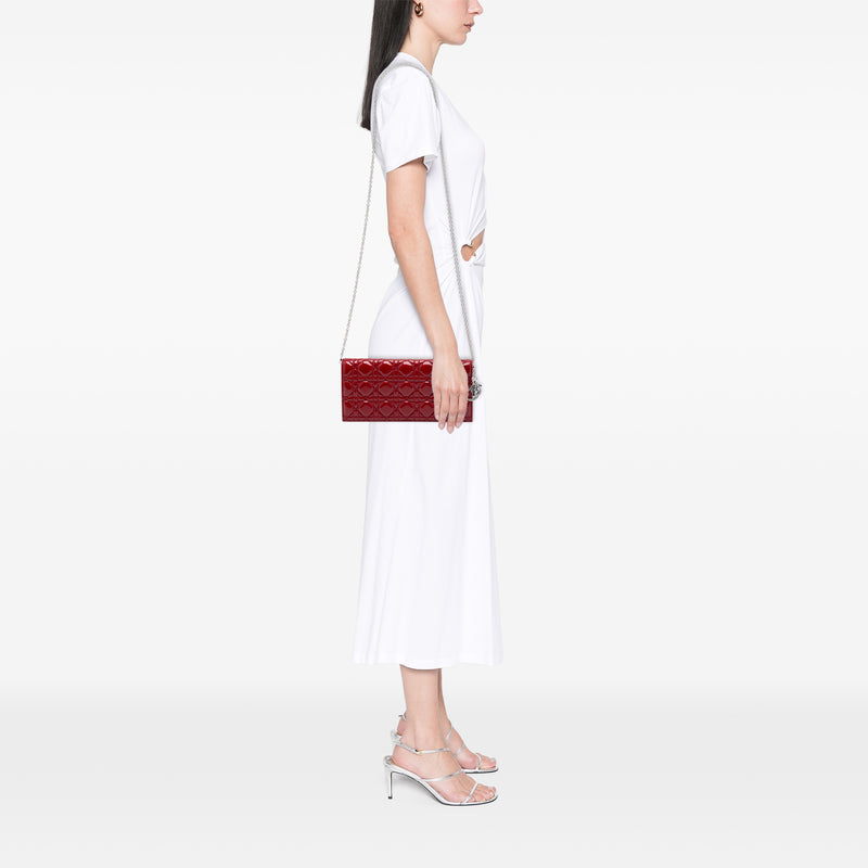 Patent Cannage Lady Dior Clutch with Chain - Image 6
