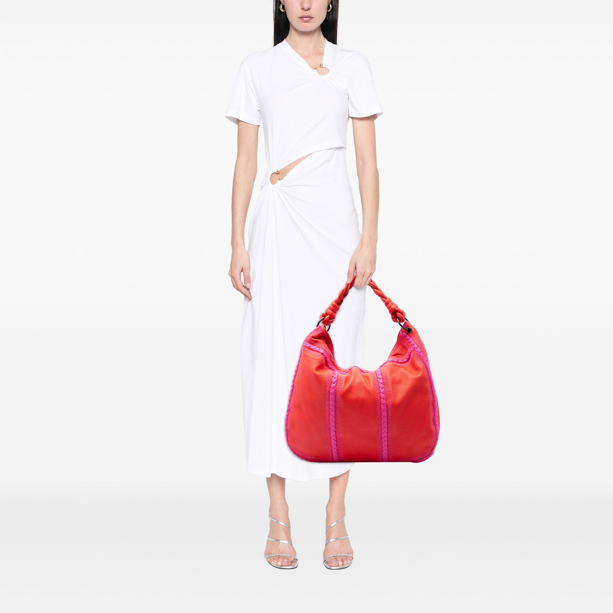 Intrecciato Trimmed Washed Cervo Deerskin Shoulder Bag - Image 6