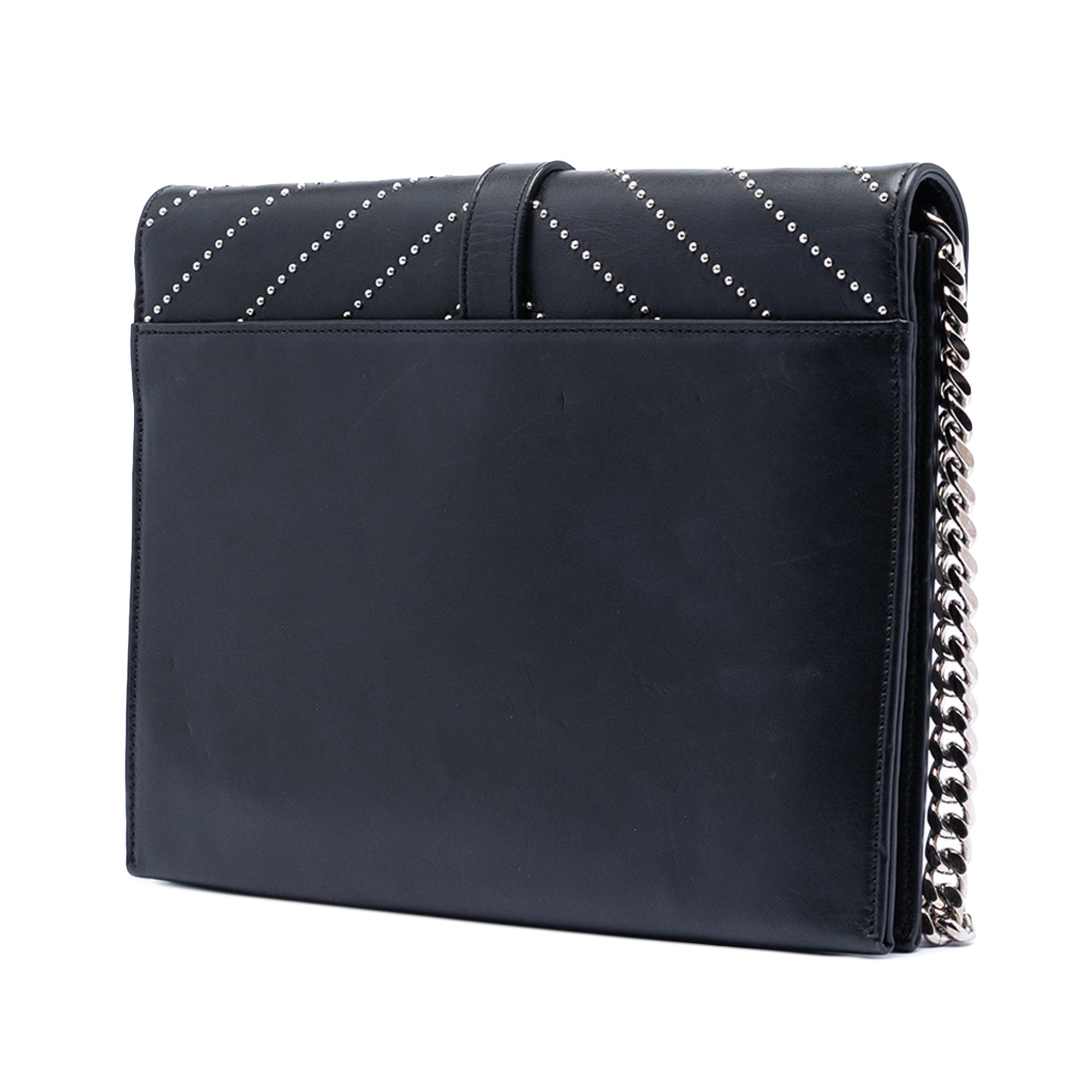 Studded Chevron Calfskin Monogram Envelope Chain Flap - Image 2