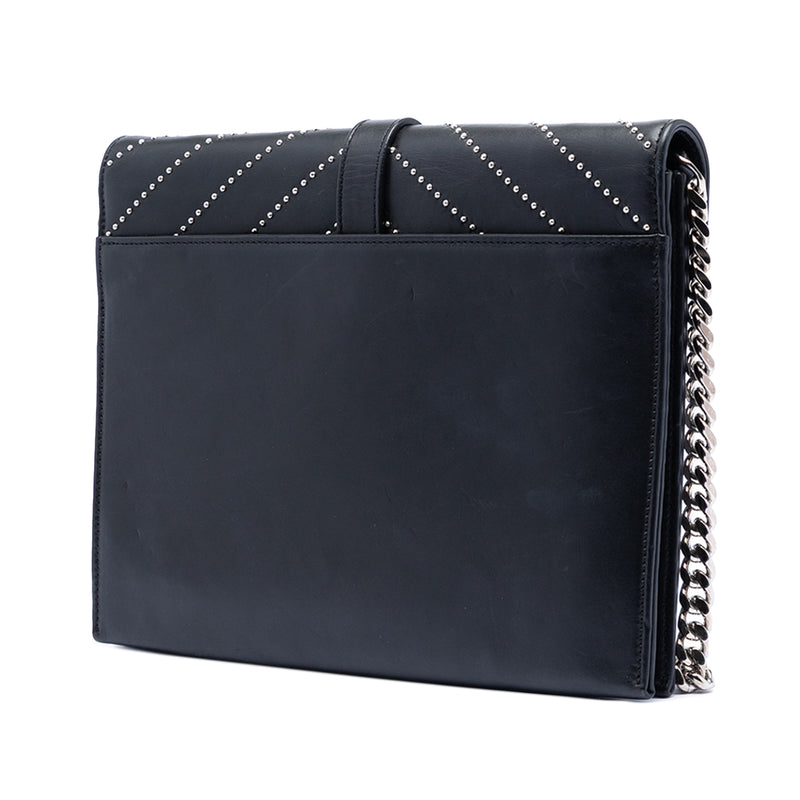 Studded Chevron Calfskin Monogram Envelope Chain Flap - Image 2