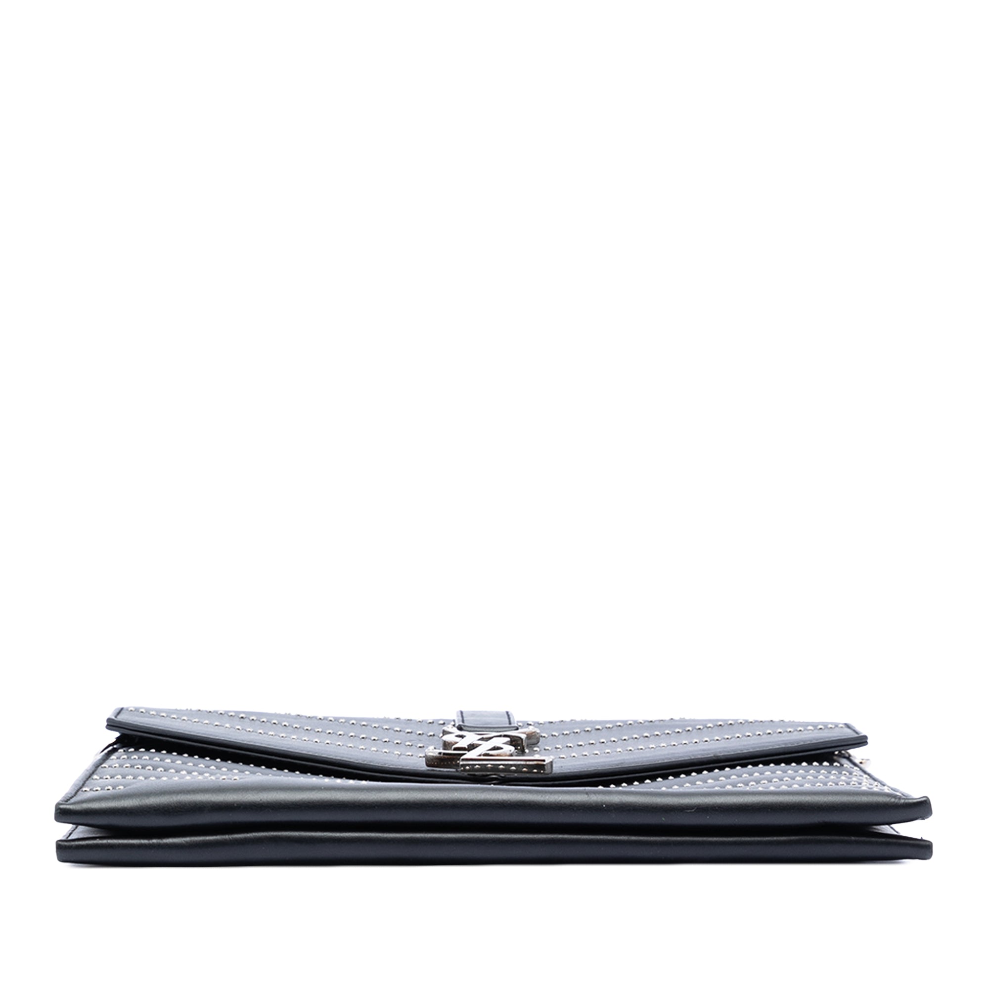 Studded Chevron Calfskin Monogram Envelope Chain Flap - Image 3