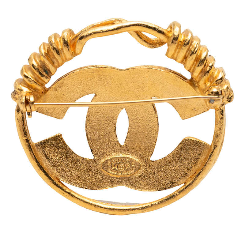 Gold Plated CC Spring Round Brooch - Image 2