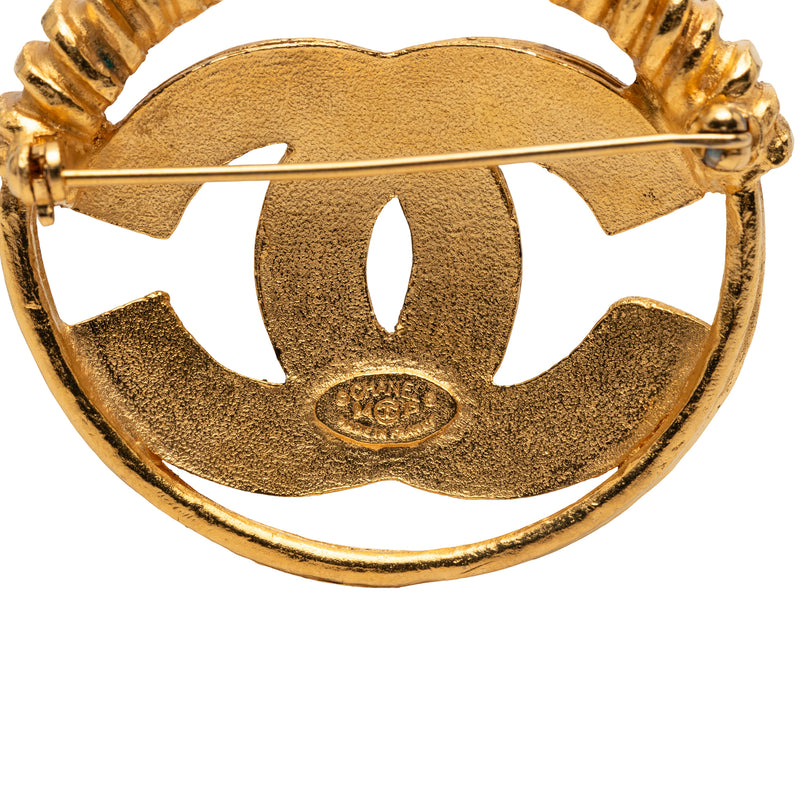 Gold Plated CC Spring Round Brooch - Image 3