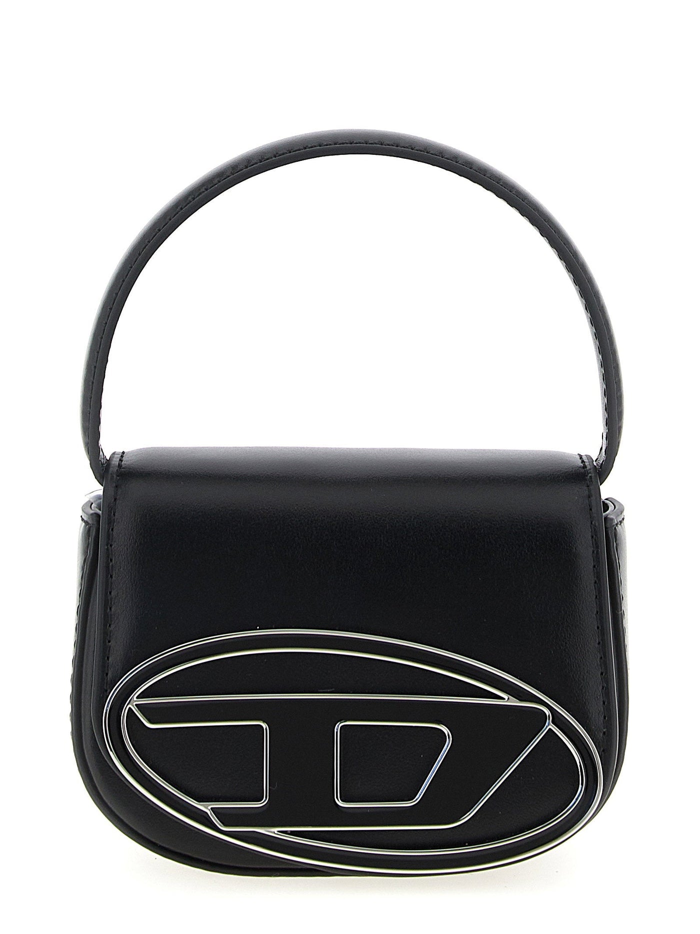 Diesel Logo-Embellished Leather Shoulder Bag — Black