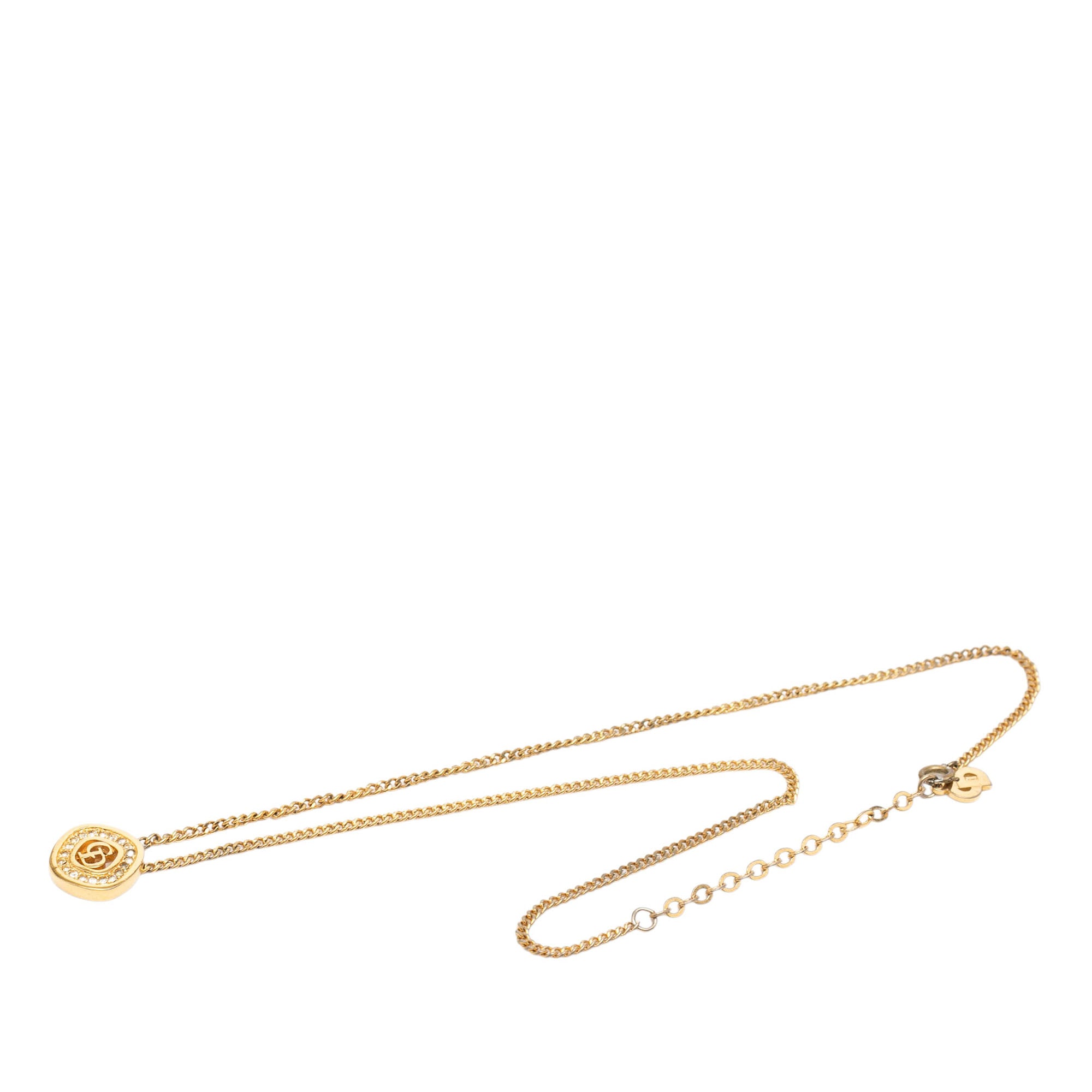 Gold Plated Strass CD Logo Pendant Necklace - Image 1