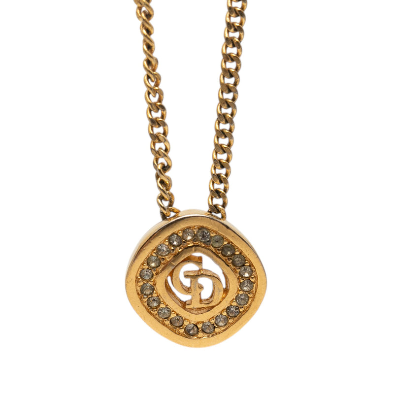 Gold Plated Strass CD Logo Pendant Necklace - Image 2