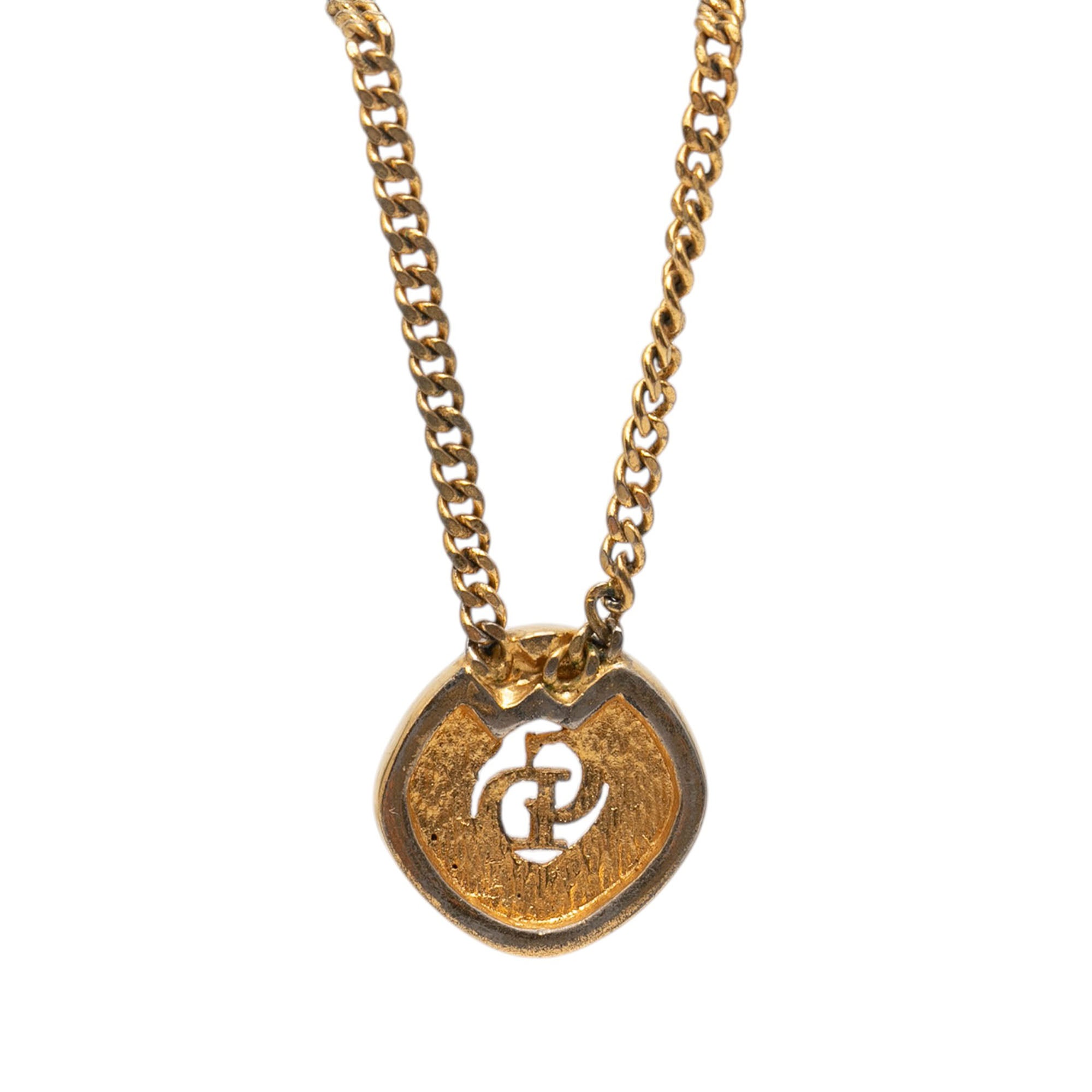 Gold Plated Strass CD Logo Pendant Necklace - Image 3