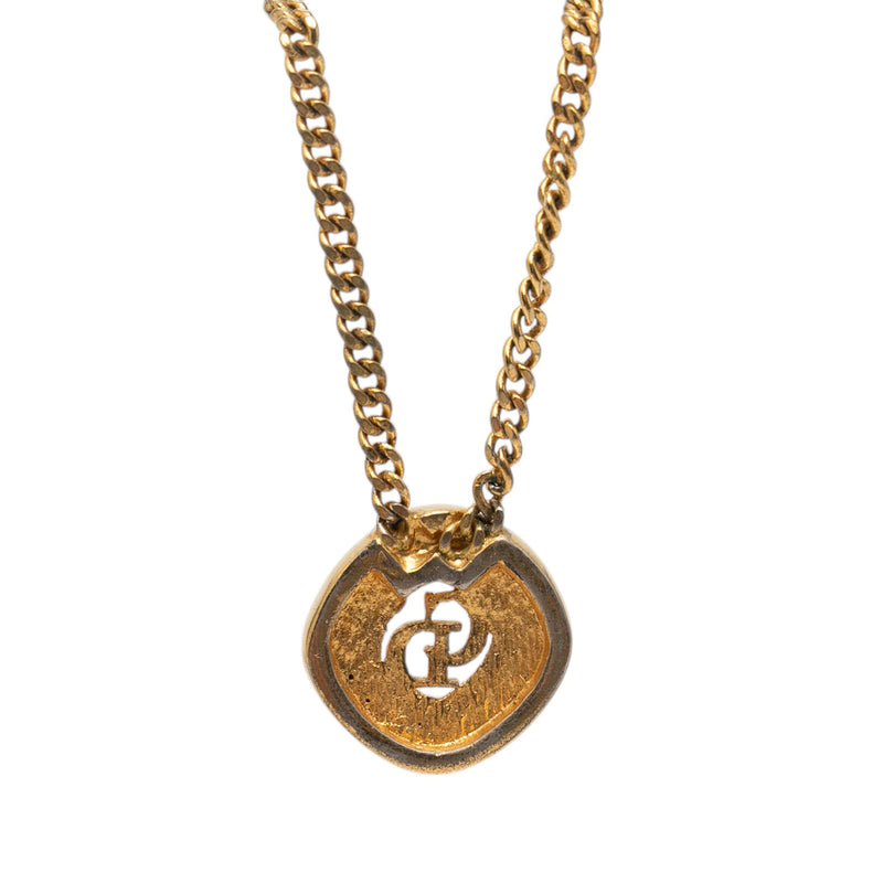 Gold Plated Strass CD Logo Pendant Necklace - Image 3
