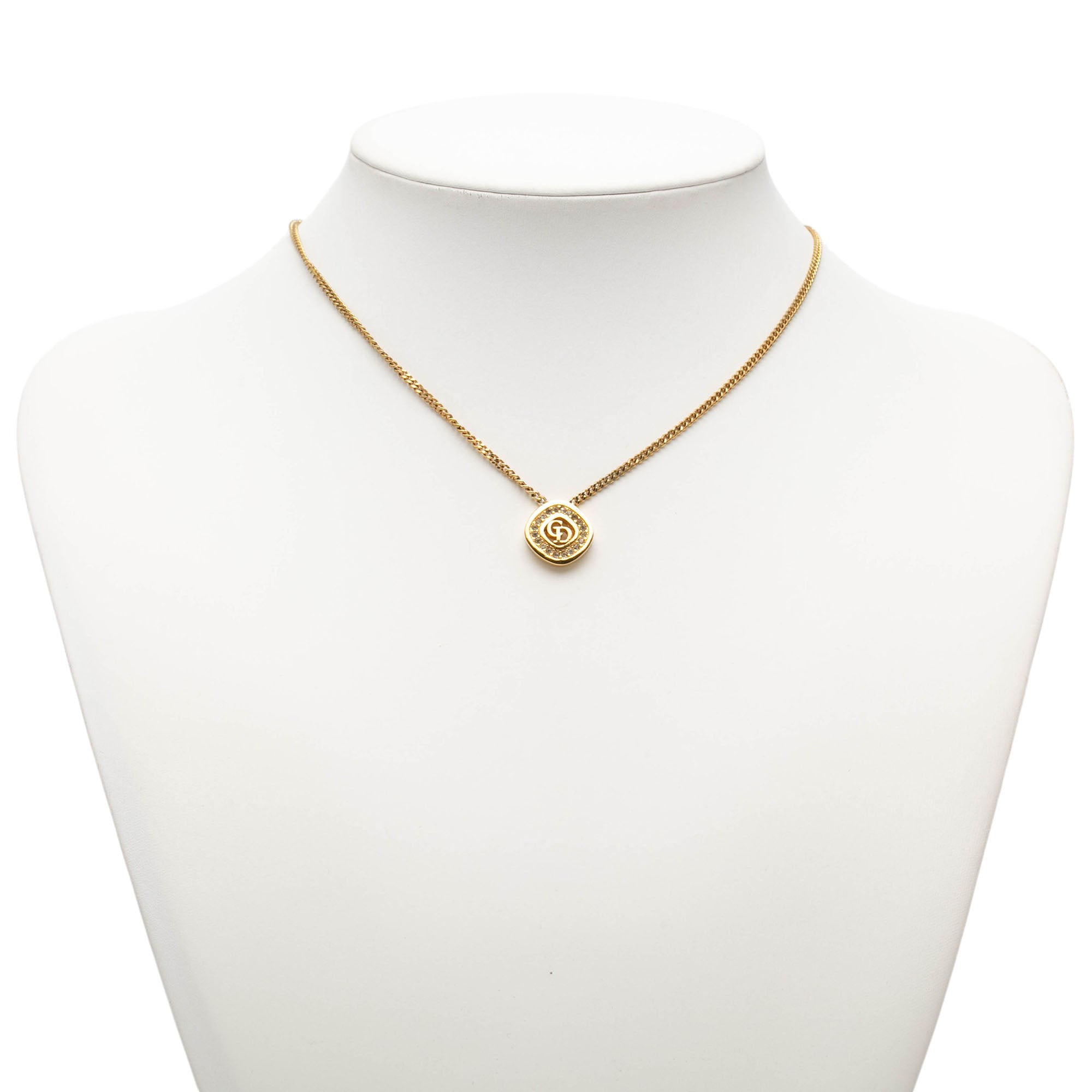 Gold Plated Strass CD Logo Pendant Necklace - Image 6