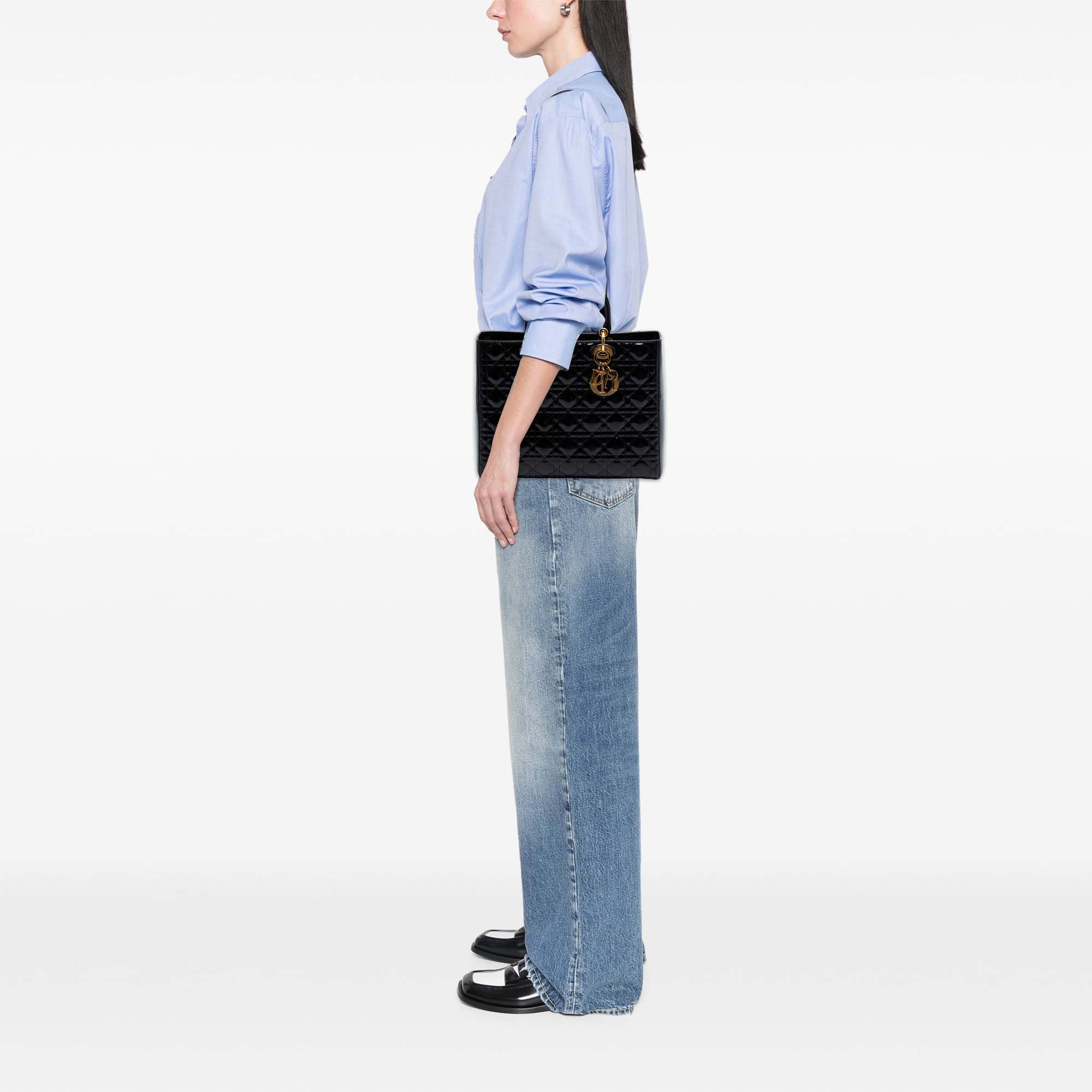 Large Patent Cannage Lady Dior - Image 6