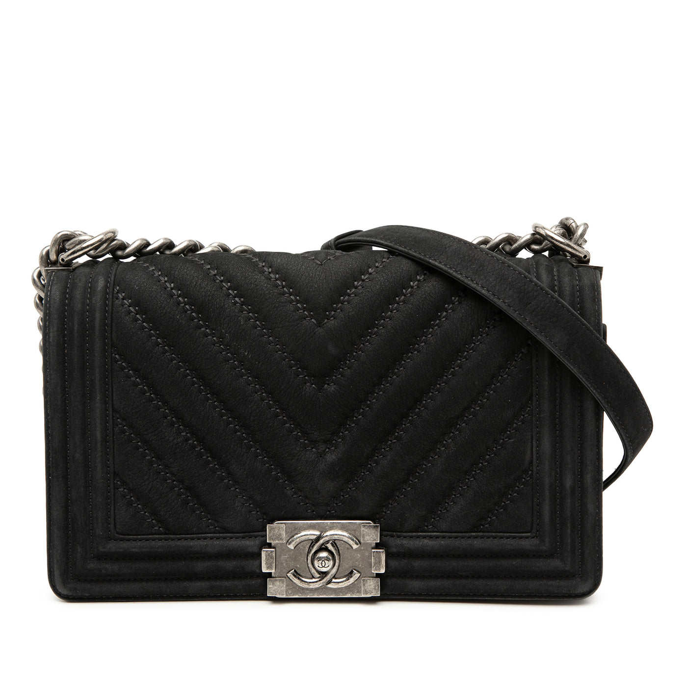 Old Medium Chevron Suede Boy Flap - Image 1