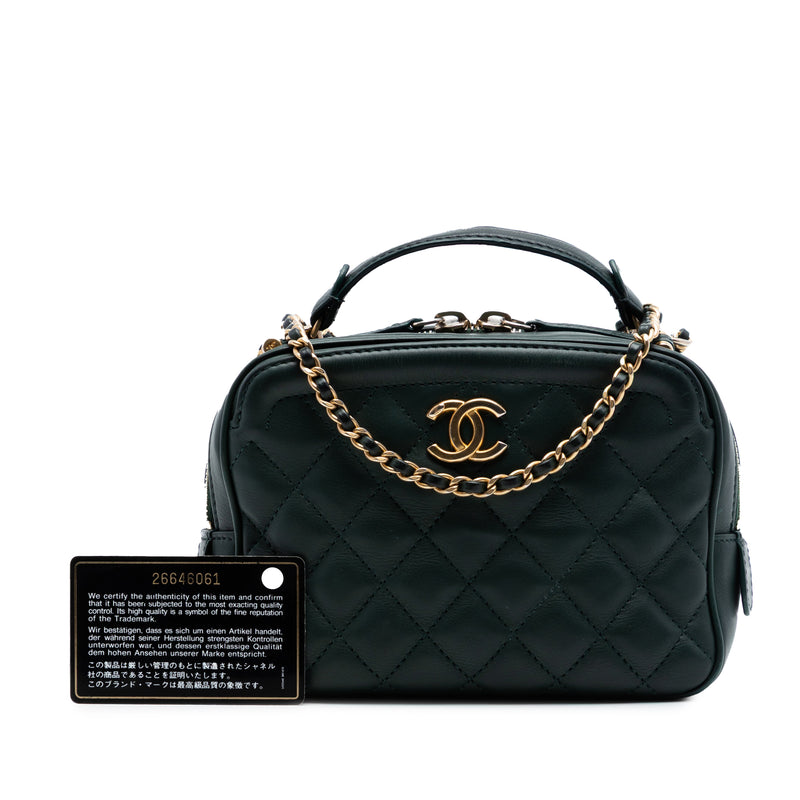 Small CC Quilted Calfskin Top Handle Vanity Case with Chain - Image 7