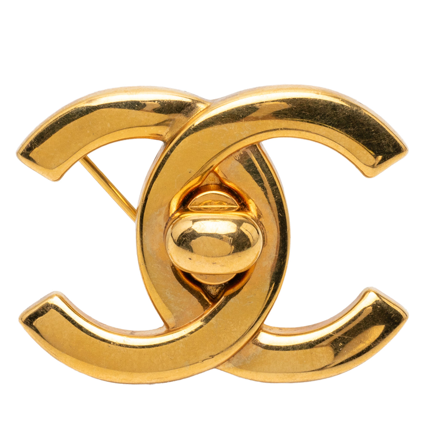 CC Gold Plated Turn Lock Brooch - Image 1