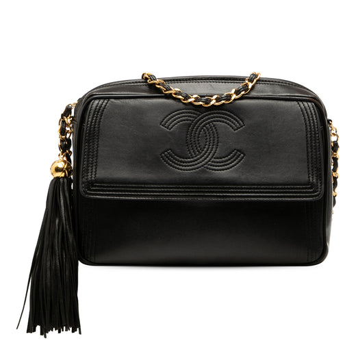 CC Stitched Lambskin Tassel Flap Crossbody - Image 1