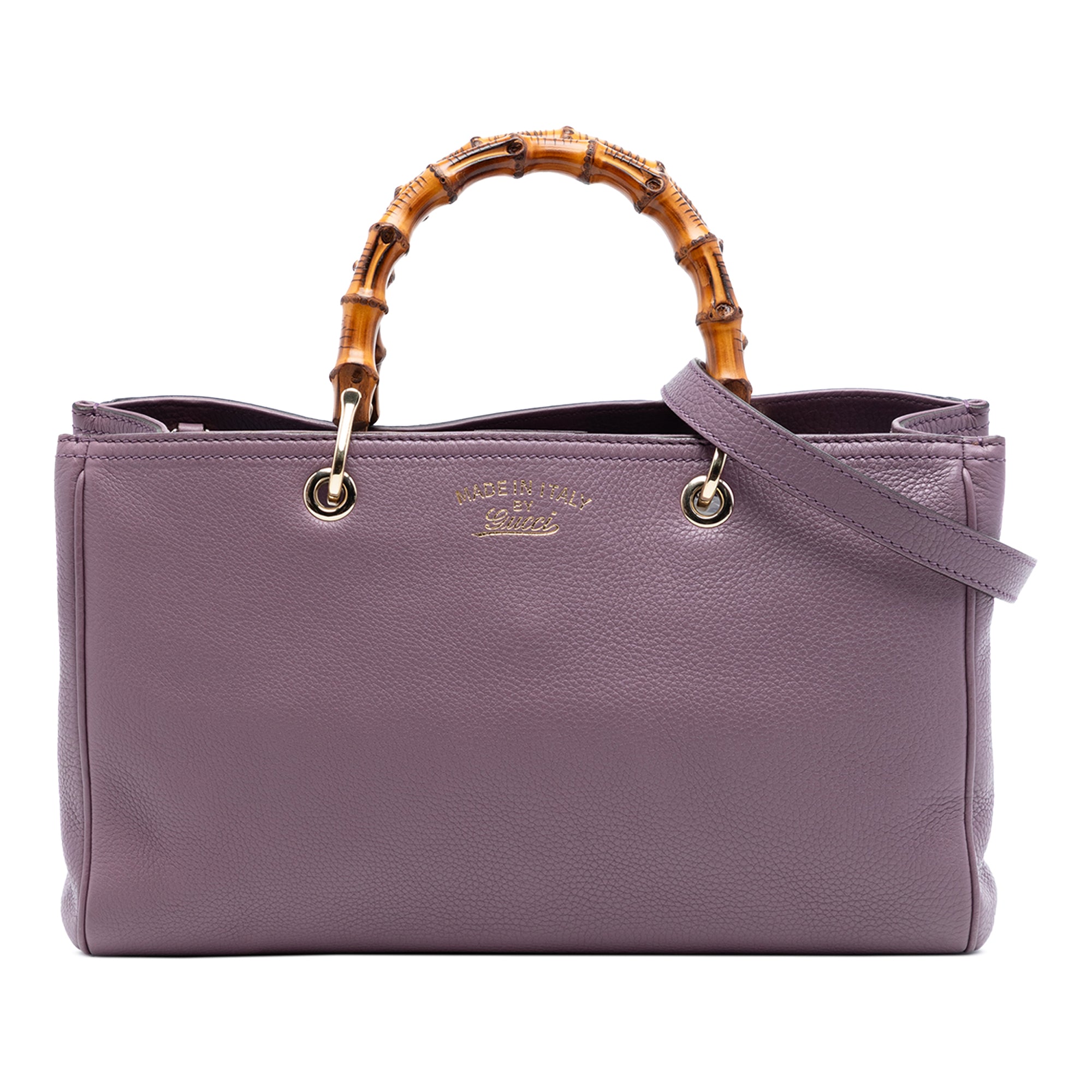 Medium Calfskin Bamboo Shopper Satchel - Image 1