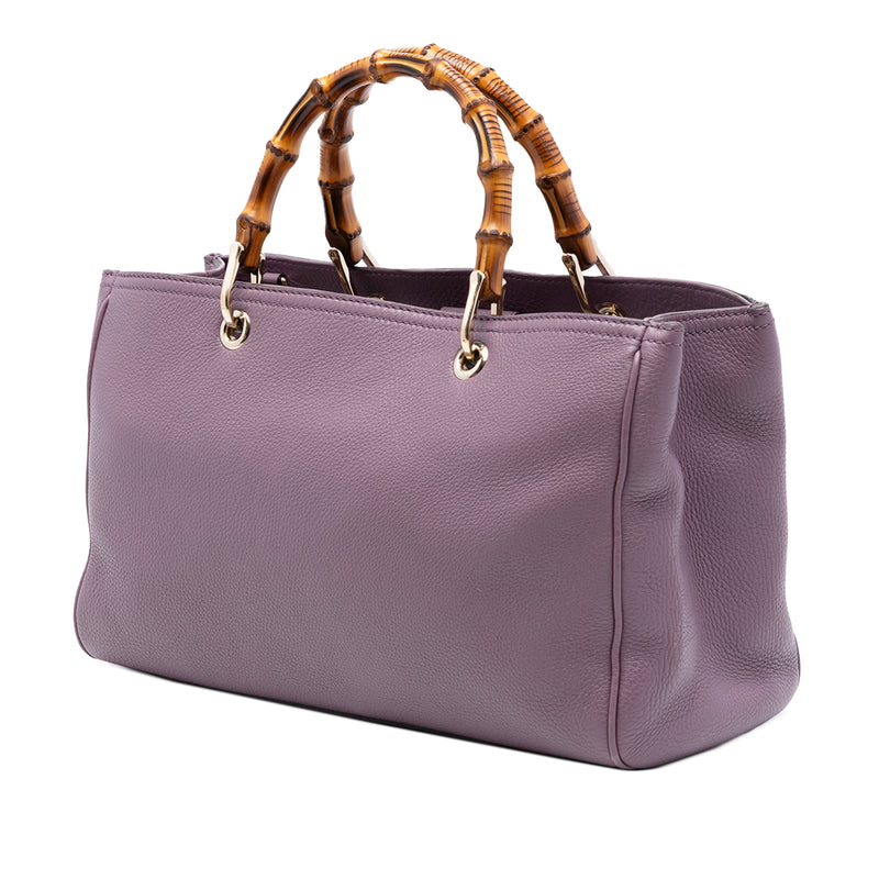 Medium Calfskin Bamboo Shopper Satchel - Image 2