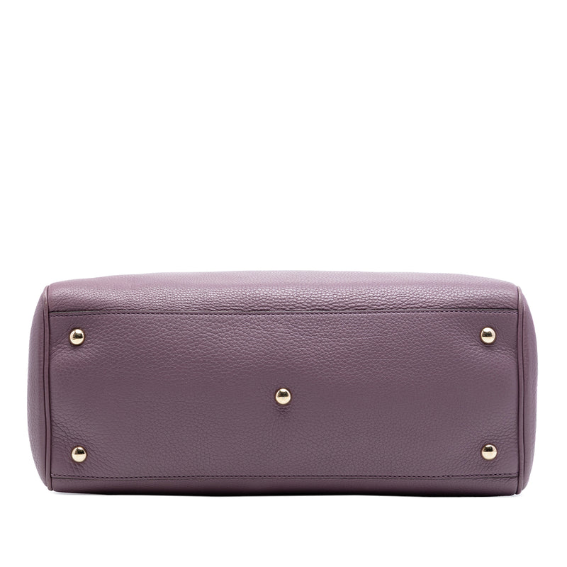 Medium Calfskin Bamboo Shopper Satchel - Image 3