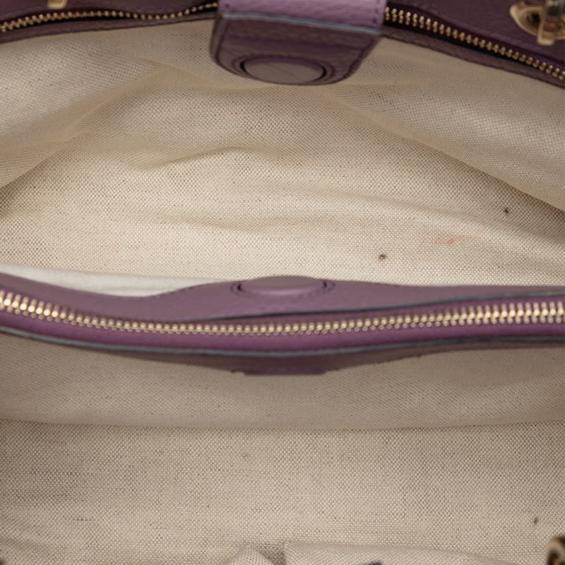 Medium Calfskin Bamboo Shopper Satchel - Image 4