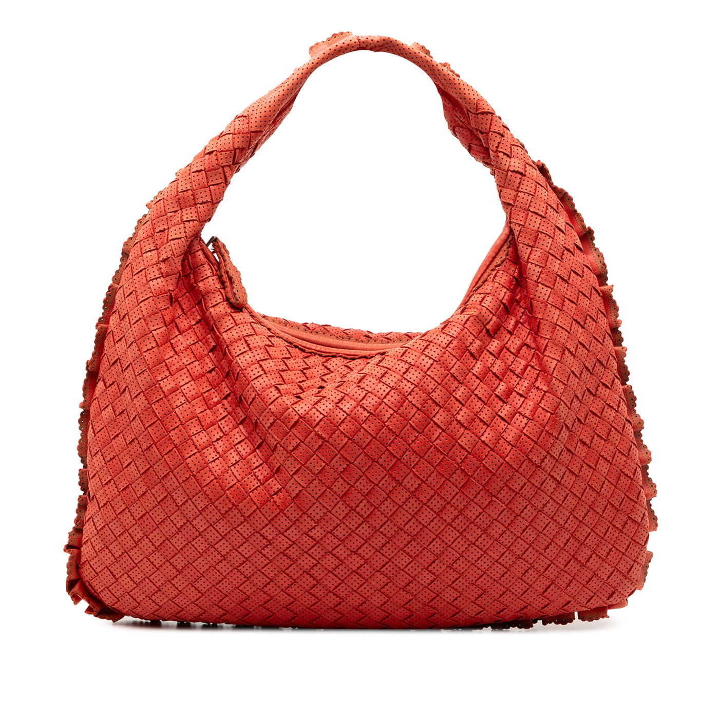 Small Perforated Nappa Intrecciato Veneta Hobo - Image 1