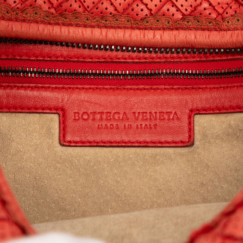 Small Perforated Nappa Intrecciato Veneta Hobo - Image 5