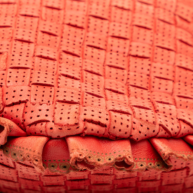 Small Perforated Nappa Intrecciato Veneta Hobo - Image 7