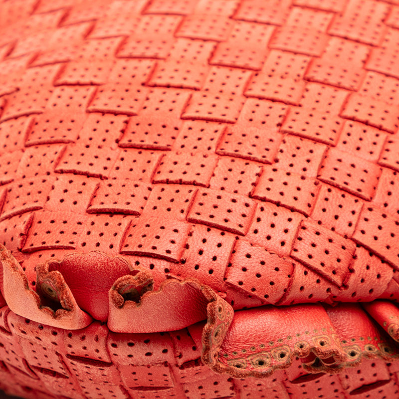 Small Perforated Nappa Intrecciato Veneta Hobo - Image 8