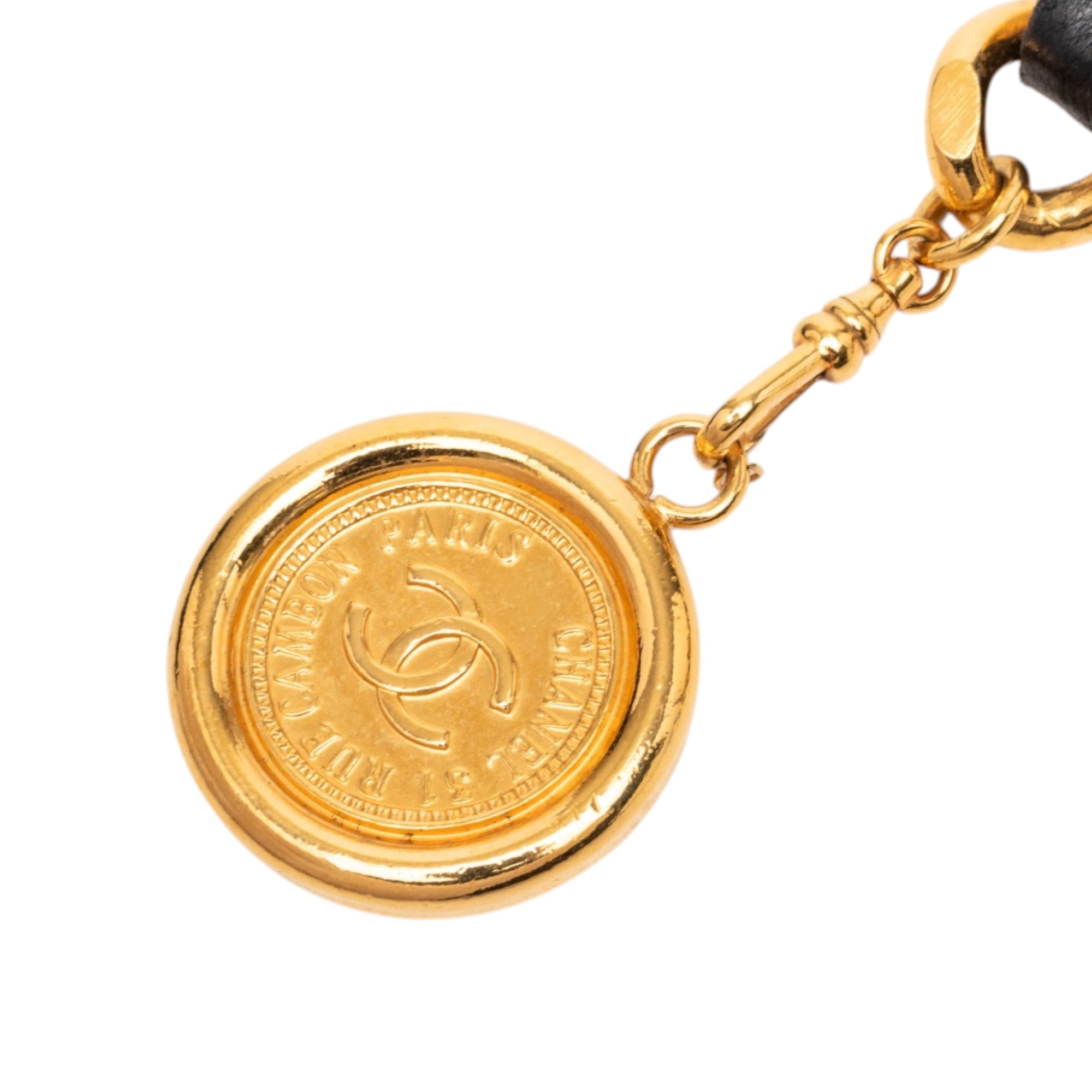 Gold Plated Leather Woven Chain Medallion Belt - Image 2