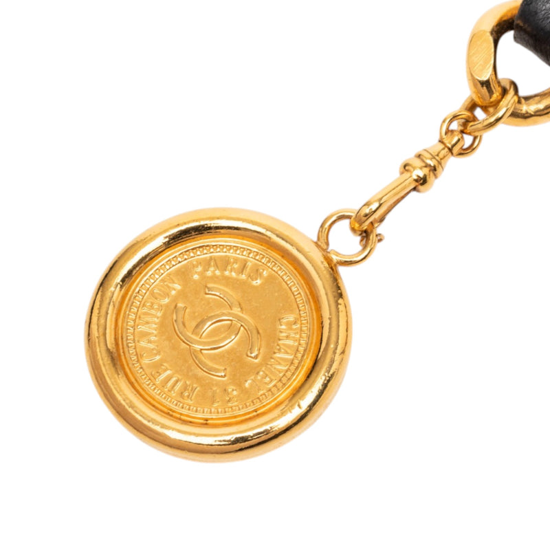 Gold Plated Leather Woven Chain Medallion Belt - Image 2