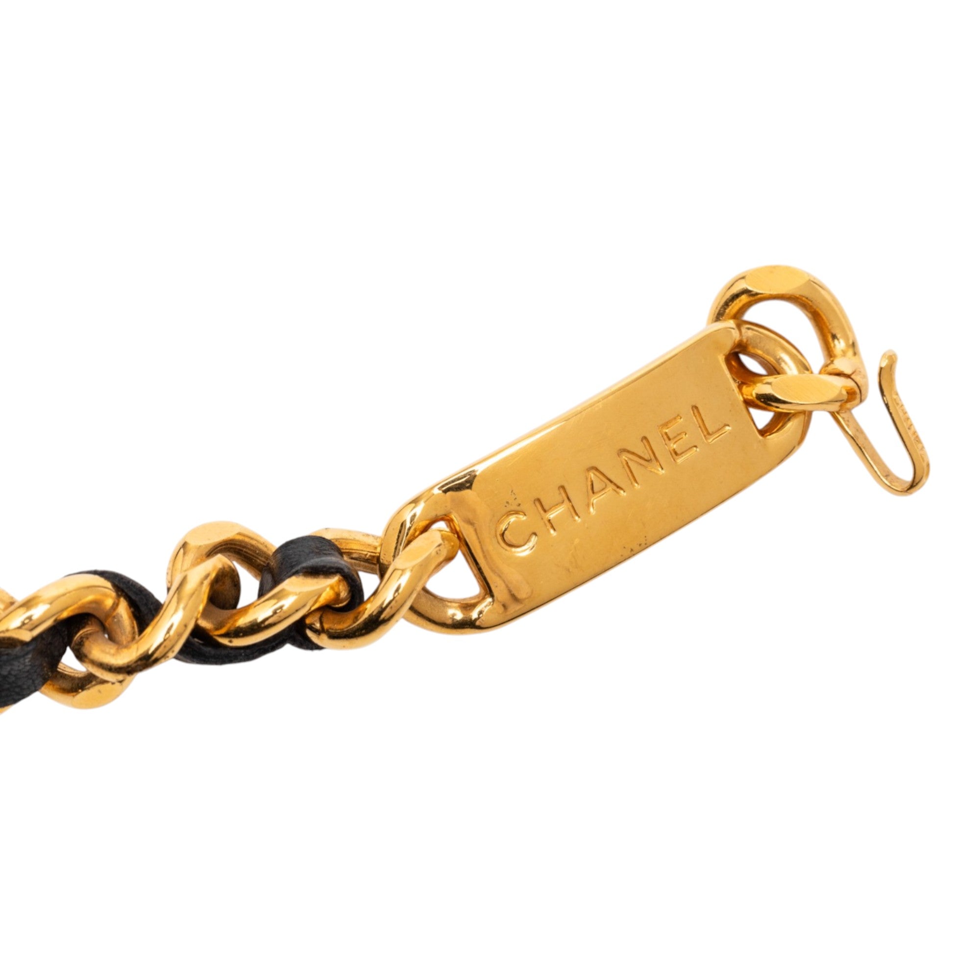 Gold Plated Leather Woven Chain Medallion Belt - Image 3
