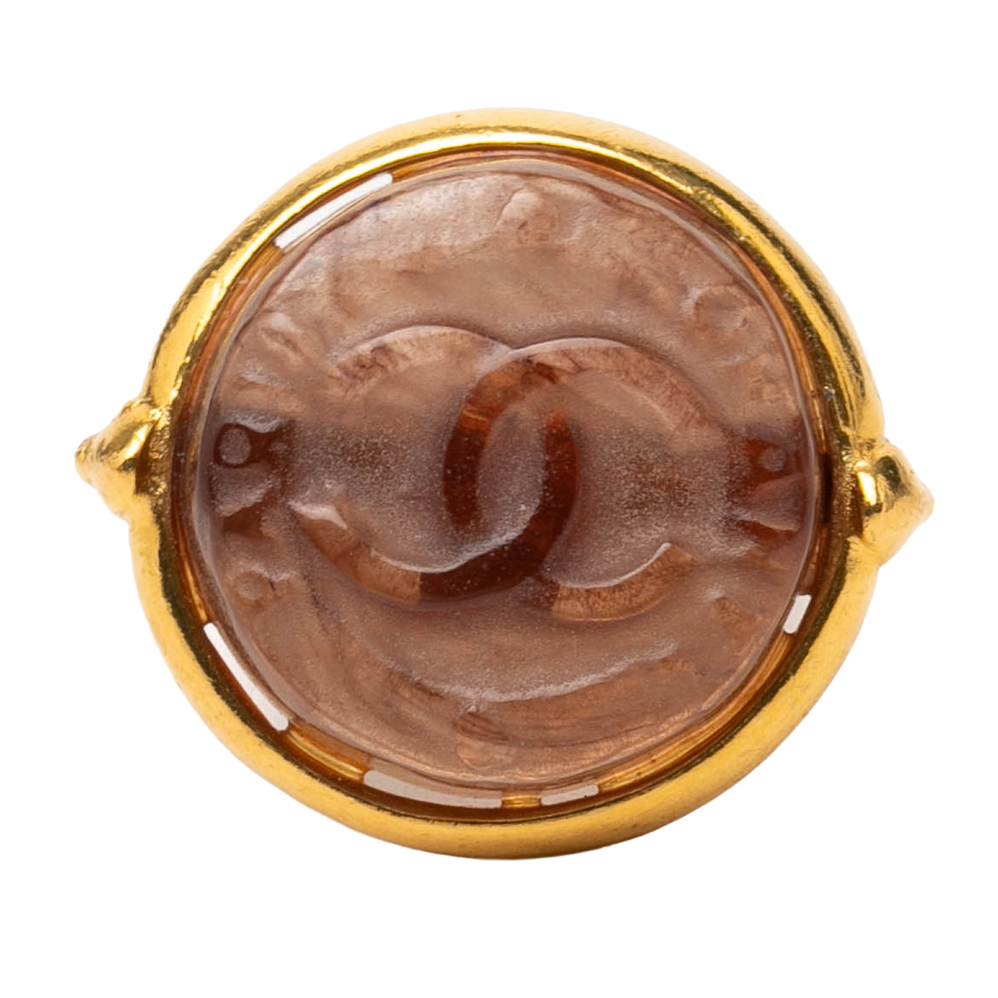 CC Gold Plated and Glass Round Ring - Image 1