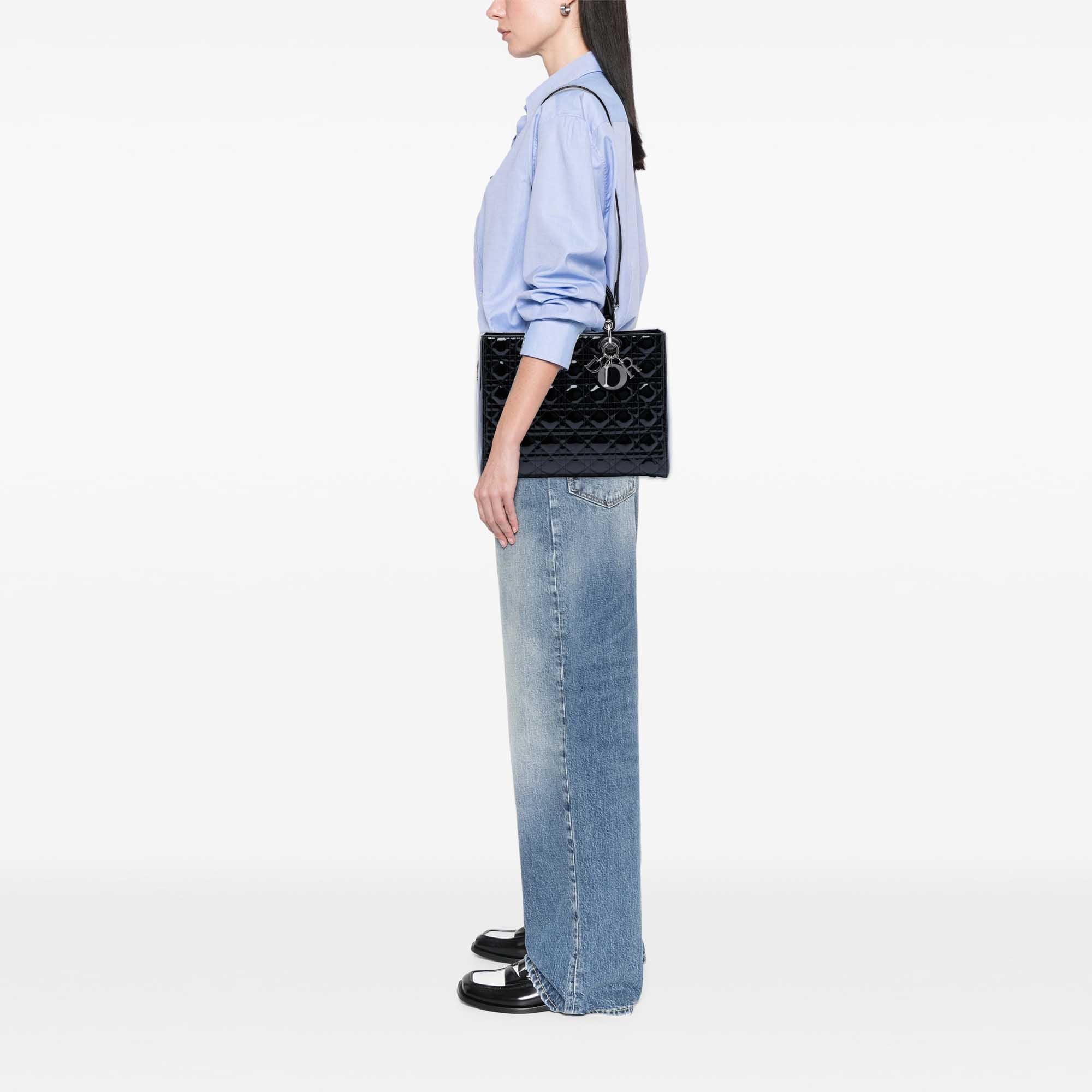 Large Patent Cannage Lady Dior - Image 9
