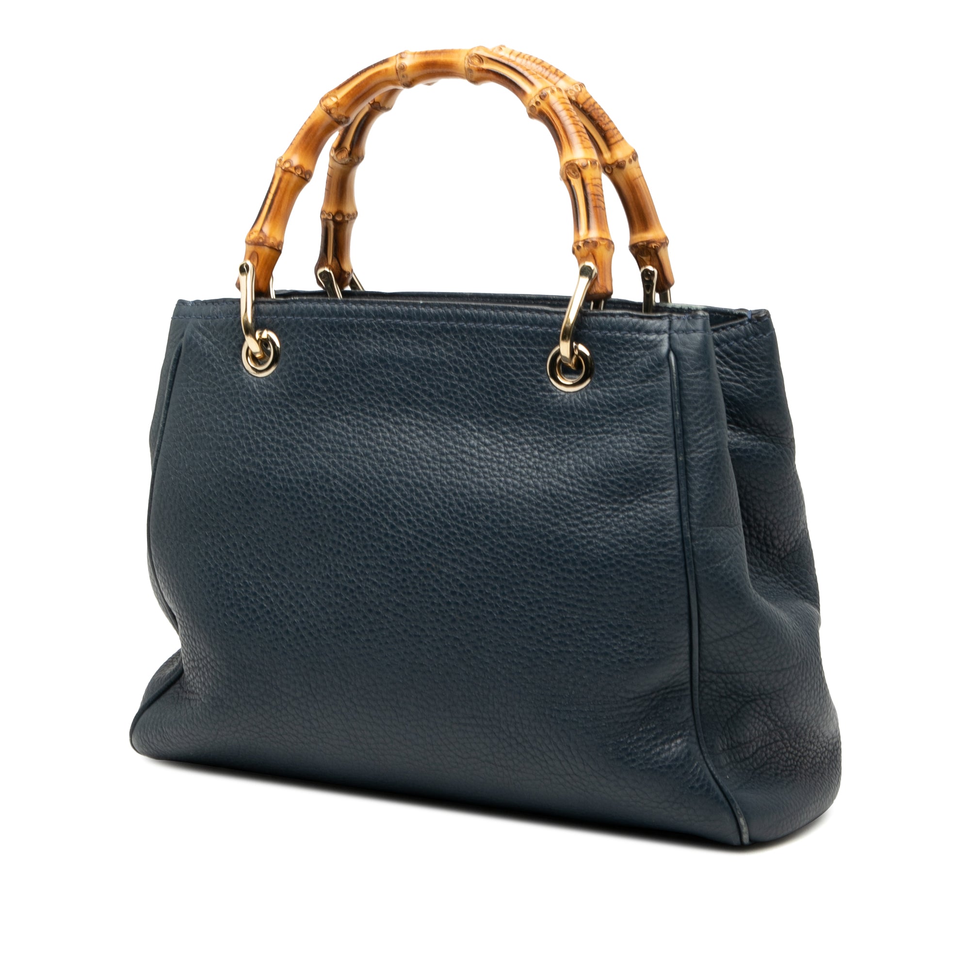 Small Calfskin Bamboo Shopper Satchel - Image 2