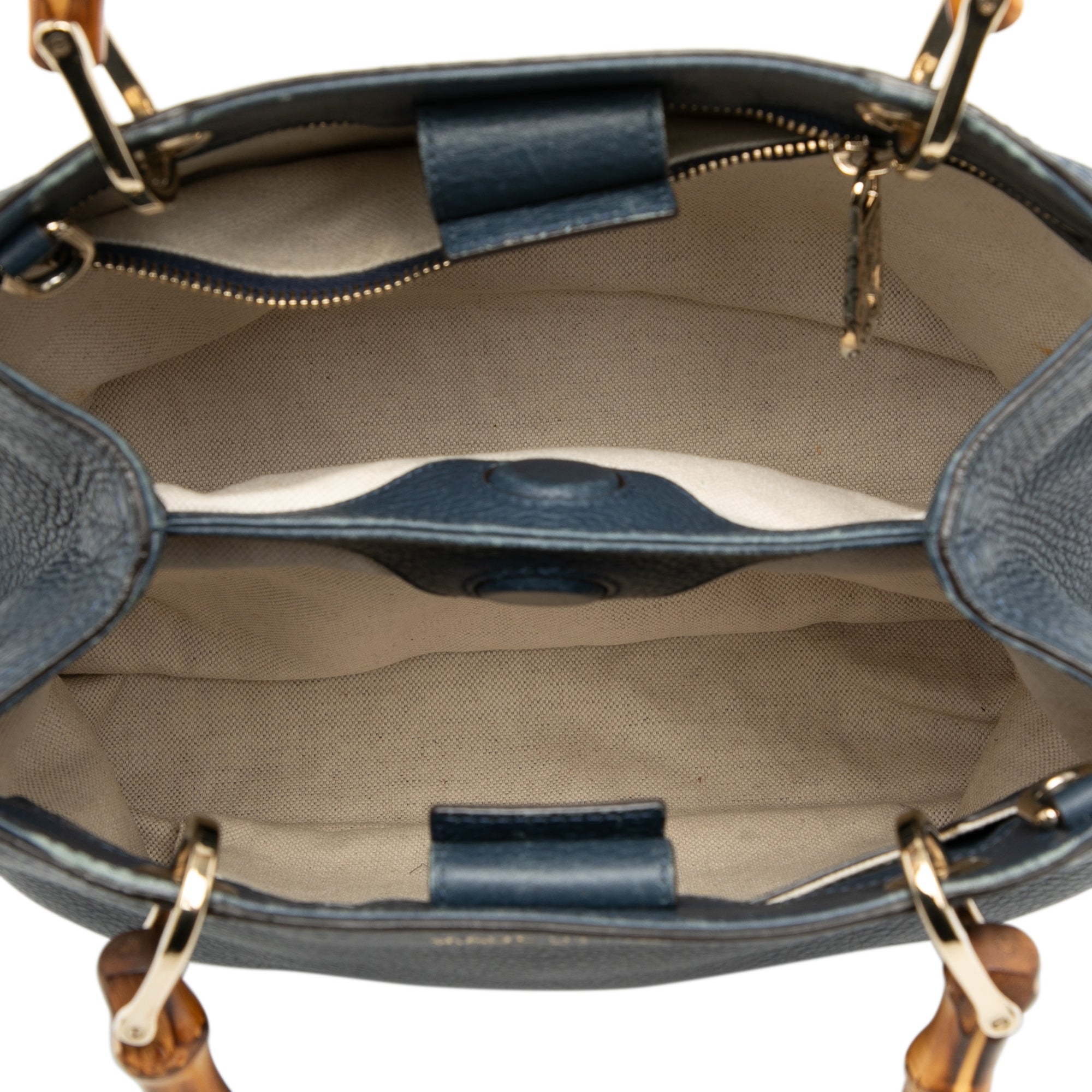 Small Calfskin Bamboo Shopper Satchel - Image 4