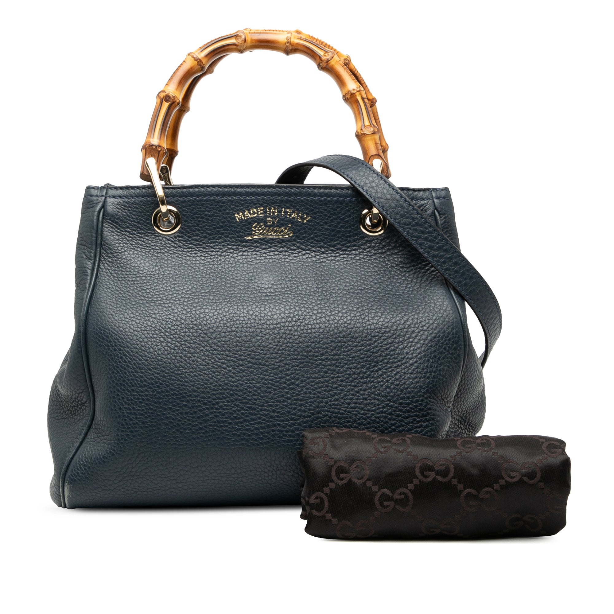 Small Calfskin Bamboo Shopper Satchel - Image 8