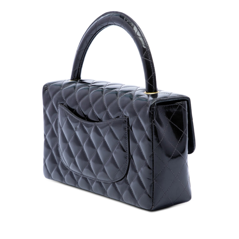 Medium CC Quilted Patent Rectangular Kelly Top Handle Bag - Image 2