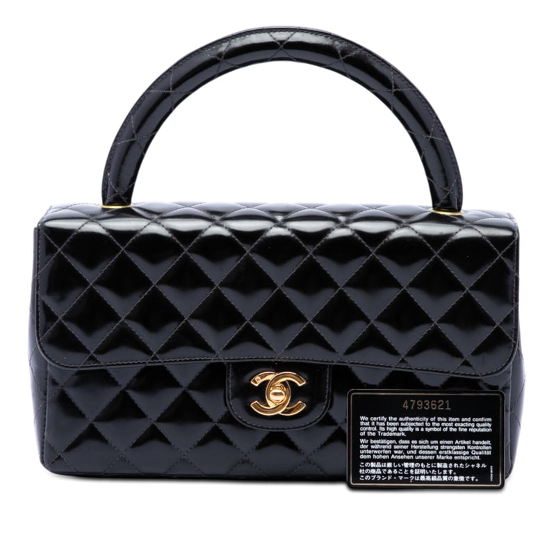 Medium CC Quilted Patent Rectangular Kelly Top Handle Bag - Image 7