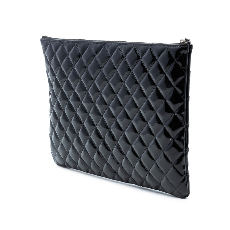Large Quilted Patent O Case Clutch - Image 2