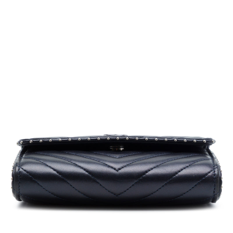CC Chevron Lambskin Studded Wallet On Chain - Image 3