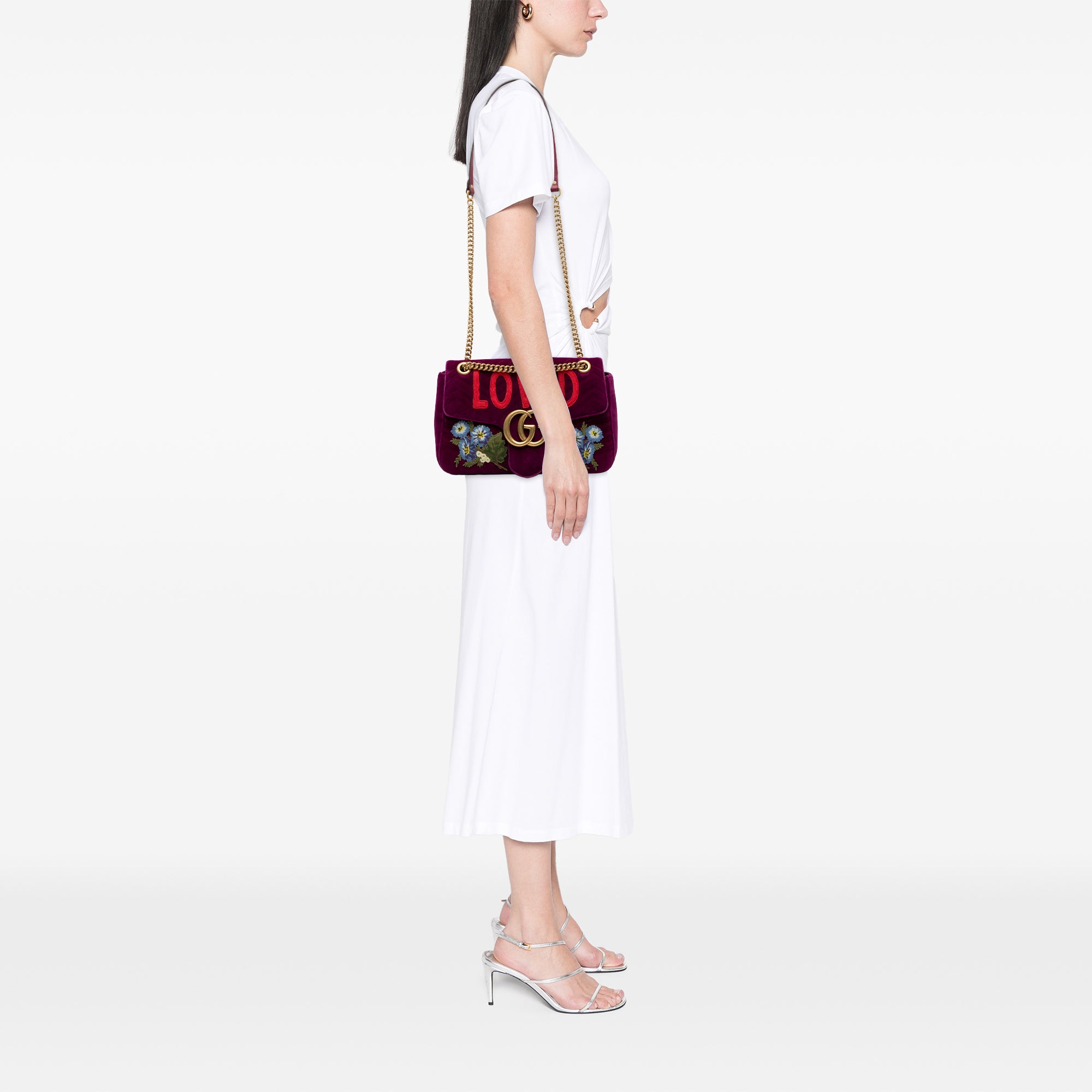 Large GG Marmont Embroidered Matelasse Velvet Loved Flap Crossbody - Image 9
