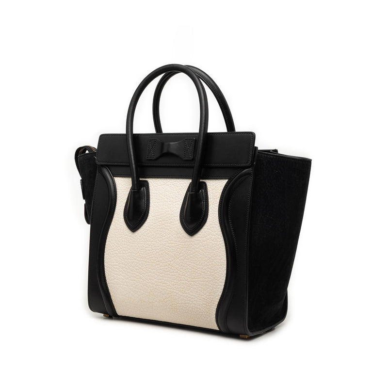 Micro Bicolor Nubuck and Drummed Calfskin Luggage Tote - Image 2