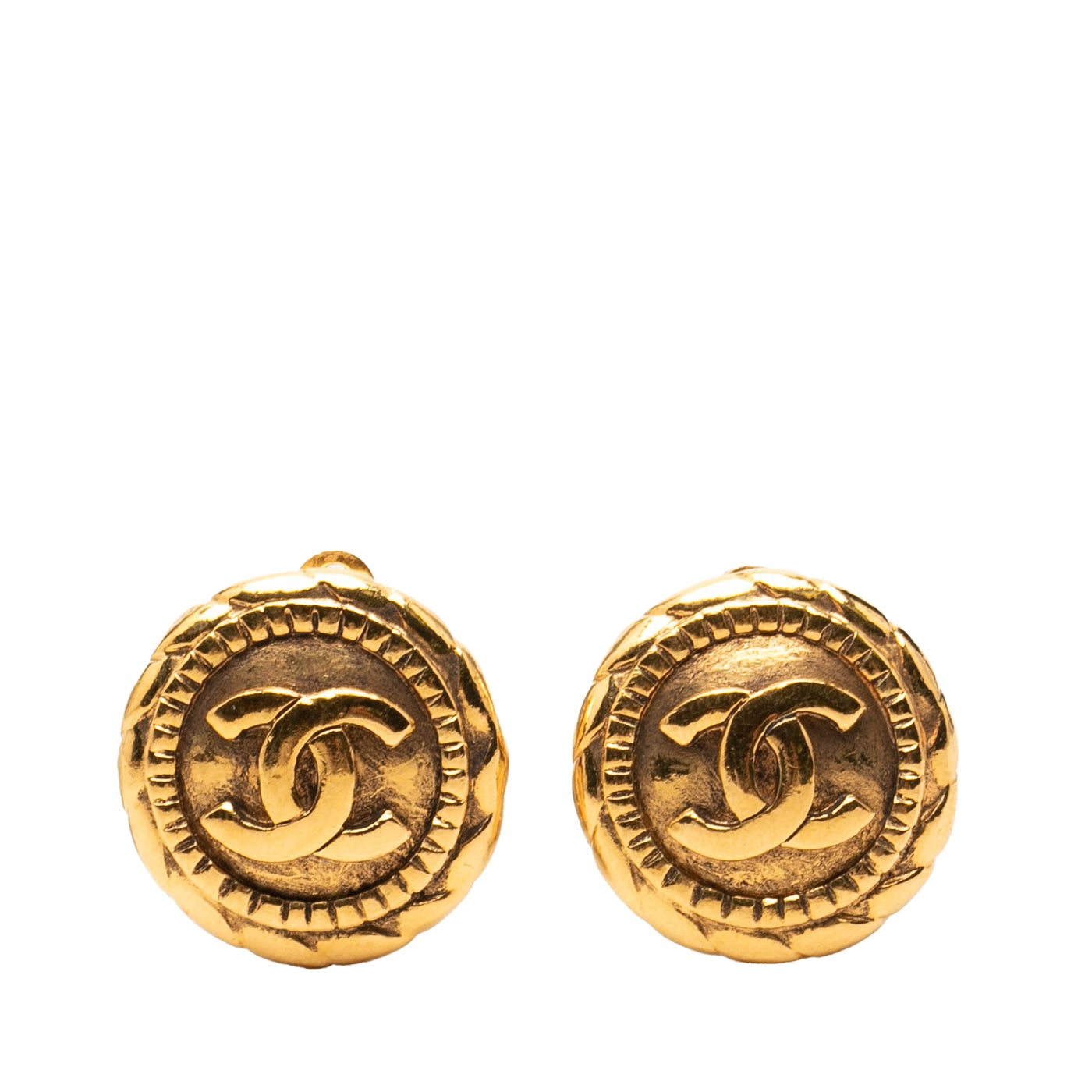 CC Gold Plated Round Clip On Earrings - Image 1