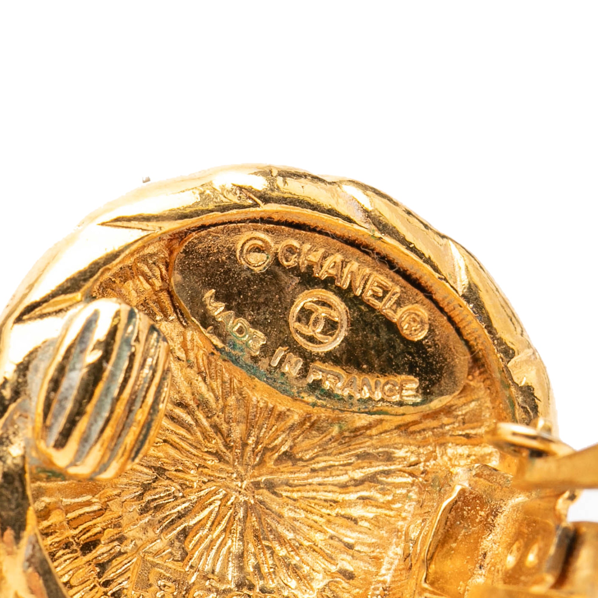 CC Gold Plated Round Clip On Earrings - Image 3