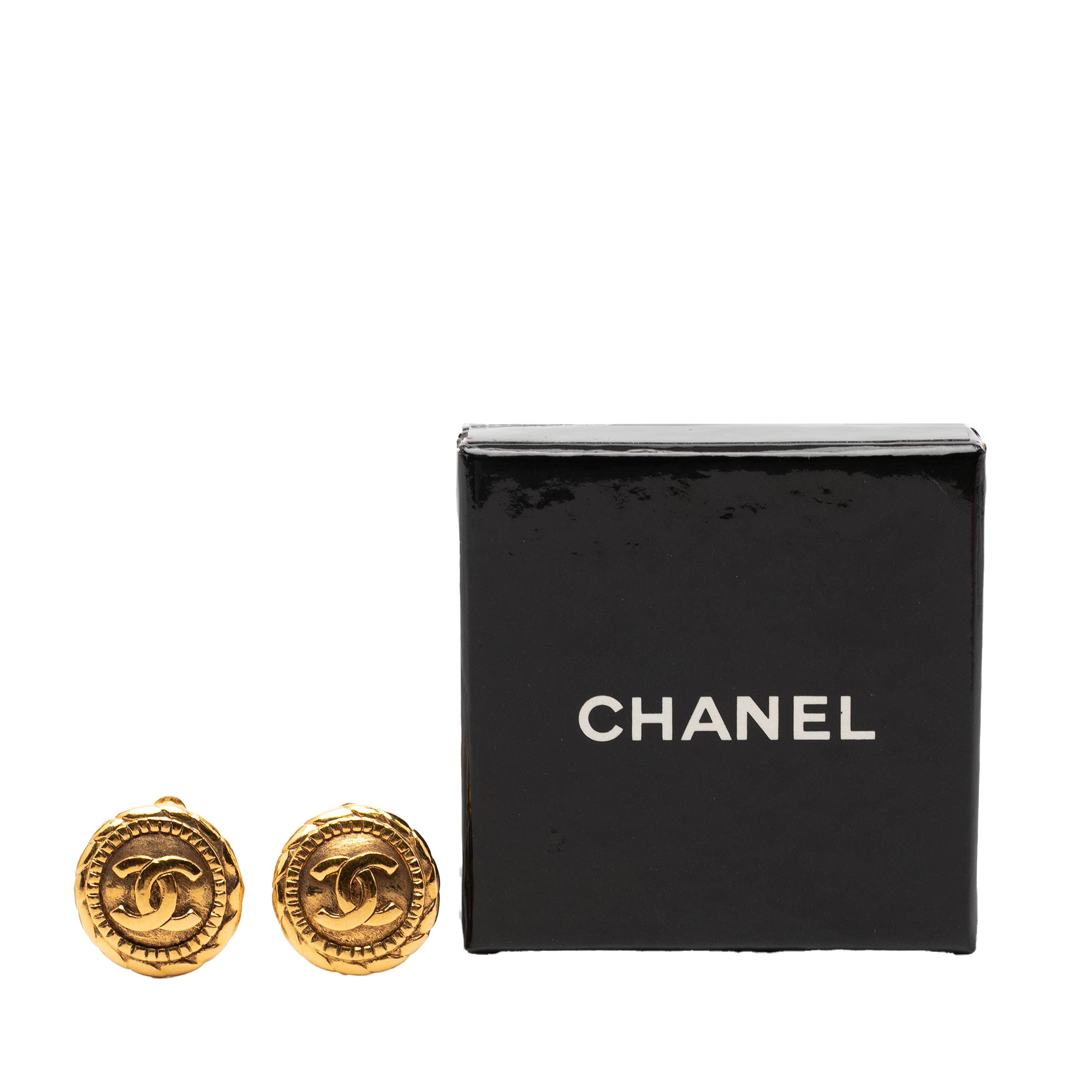CC Gold Plated Round Clip On Earrings - Image 4