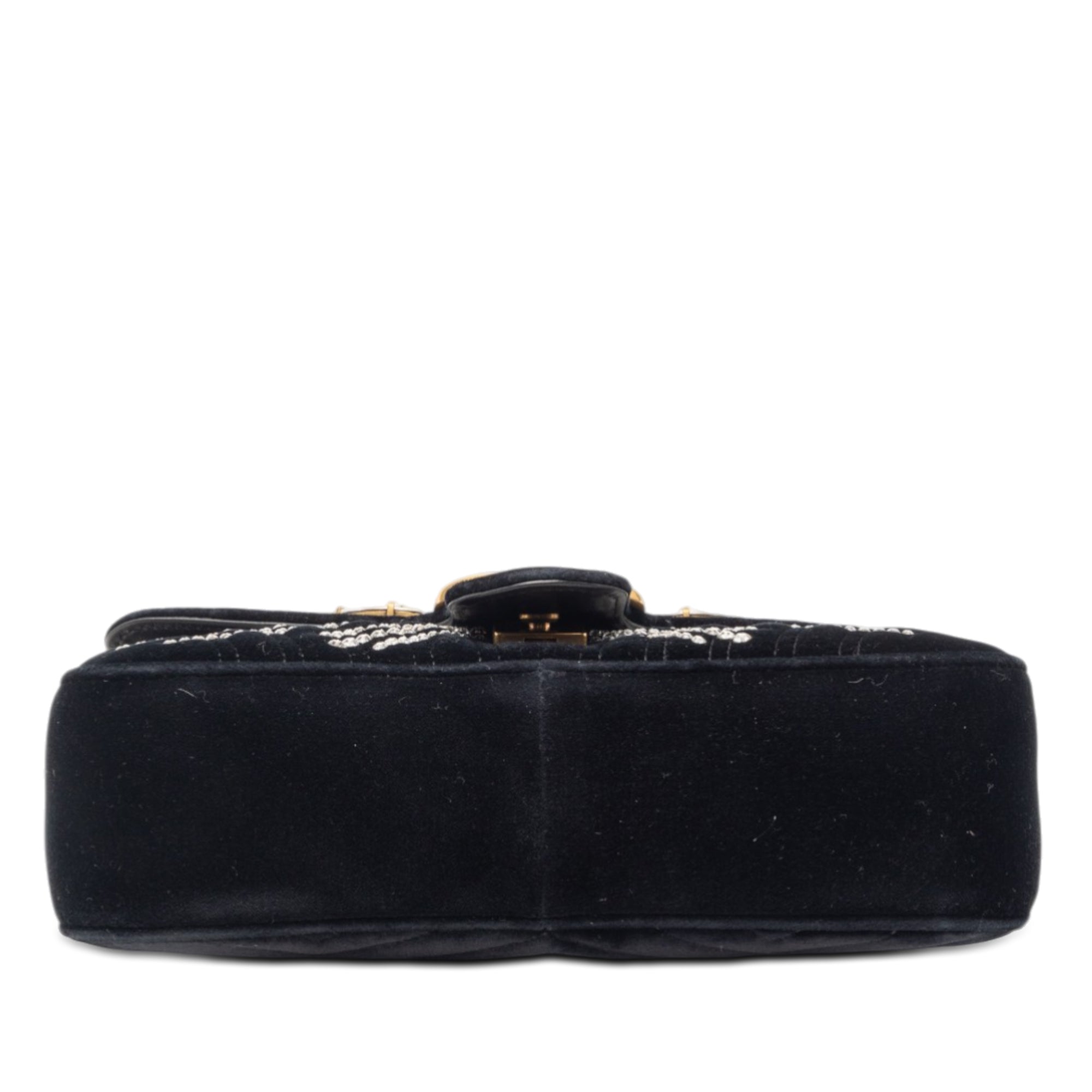 Medium GG Marmont Matelasse Velvet Crystal Embellished Shoulder Bag - Image 3