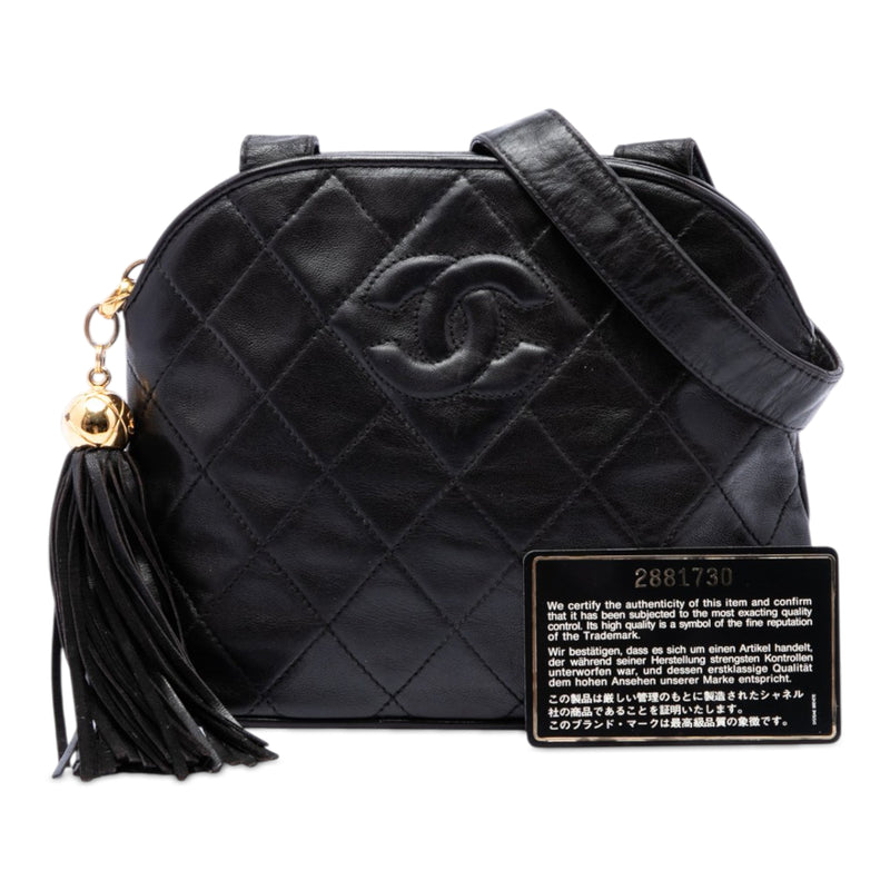 CC Quilted Lambskin Tassel Crossbody - Image 7