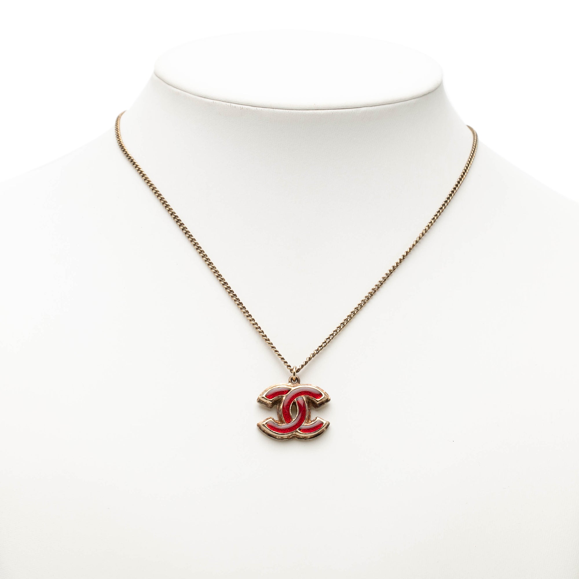 CC Gold Plated Enamel Pendant Necklace - Image 6