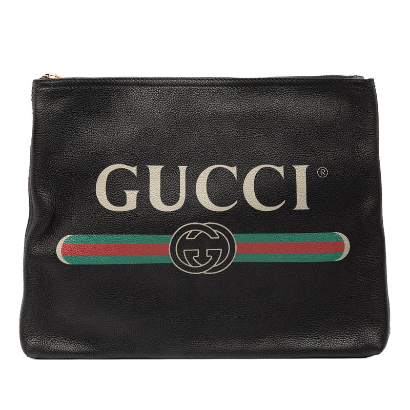 Medium Calfskin Logo Portfolio Clutch