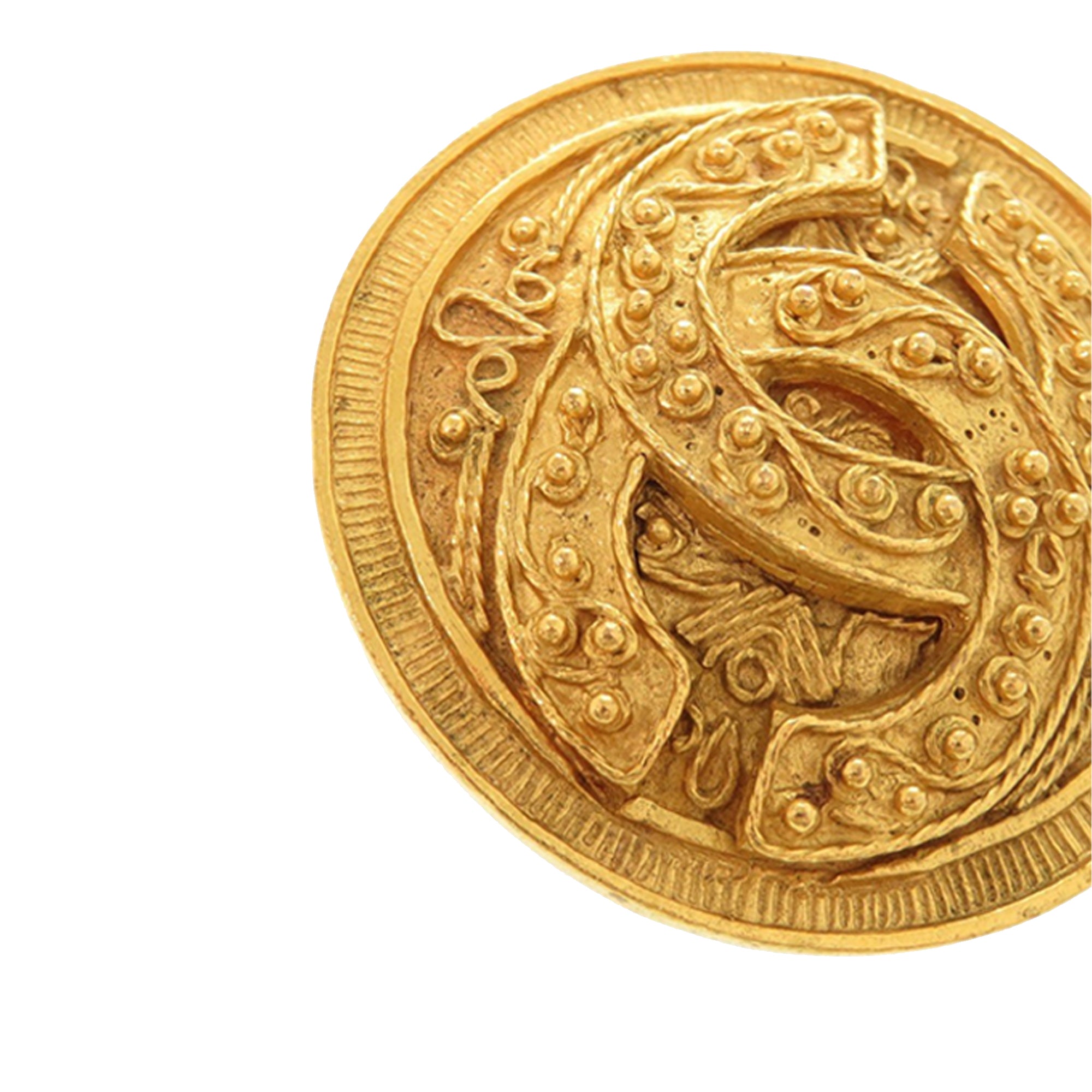 CC Gold Plated Medallion Pin Brooch - Image 2