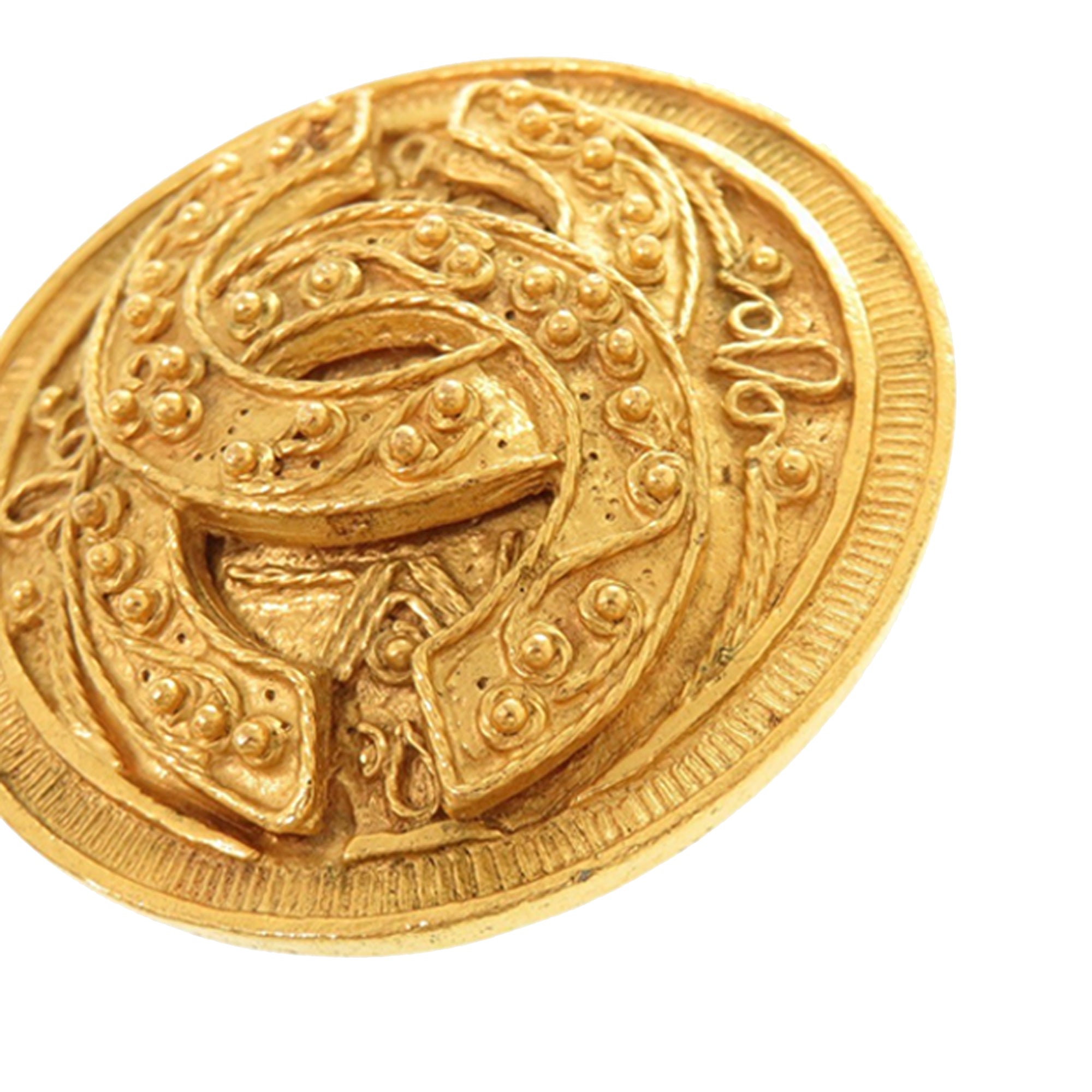 CC Gold Plated Medallion Pin Brooch - Image 3